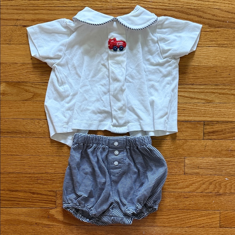 Classic White and Blue Striped Diaper Cover Set